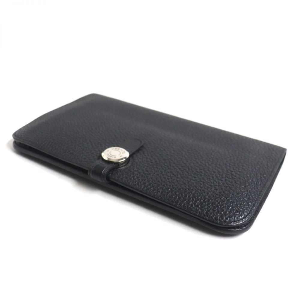 Hermes HERMES Dogon GM Leather Wallet Black Leather Long Wallet - Picture 3 of 10